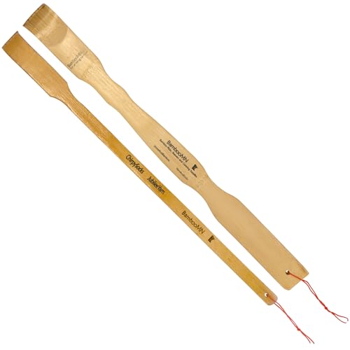 BambooMN 17 Inch Bamboo Wooden Back Scratchers Plus Travel Size Backsratcher for Itchy Relief