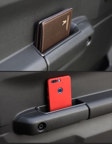 FSYHKJ 2-Pack Door Handle Storage Box for Suzuki Jimny JB64 JB74W 2019 2020 2021 2022 2023 2024 Accessories Armrest Phone Container Door Organizer Handle Pocket ABS Tray (Black, 2pcs)