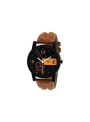 Image of HORCHIS Black Dial Brown Leather Analog Watch for Men