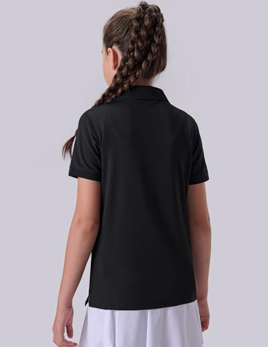 3 Pack Youth Girls' Performance Polo Shirts, Short Sleeve Pique Collared Kids School Uniform Tops3