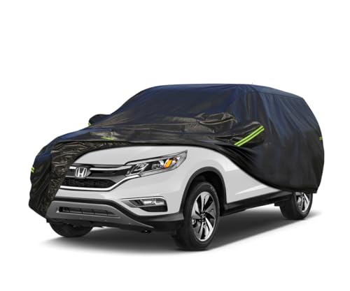 Image of KouKou Waterproof SUV Car Cover Suitable for Honda CRV from 1995 to 2025, 7 Layers Windproof All Weather Waterproof Outdoor Cover Sun Rain UV Dust Snow Protection. Black