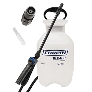 Chapin 20074: Made in The USA Disinfectant Bleach Sprayer, 1-Gallon, Adjustable Cone Nozzle, Compatible with Bleach Solutions and Fungicides, Bonus Spray Shield, Translucent White