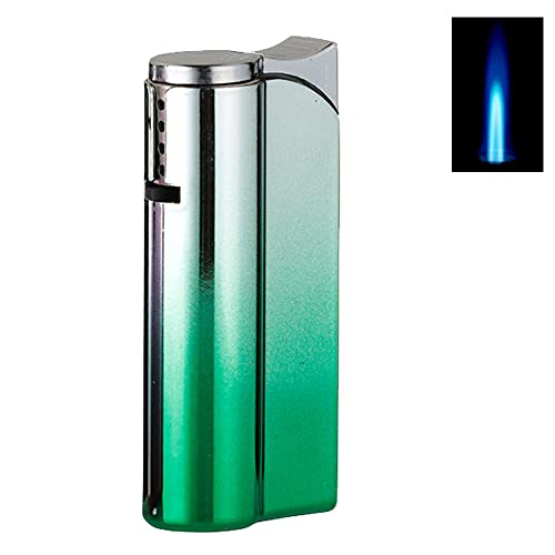 Sturmfeuerzeug Imola Jet Feuerzeug Metall massiv in edlem Design Jetflamme windfest Gas Turbofeuerzeug (Chrom Grün)