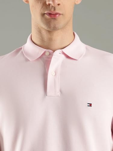 Image of Tommy Hilfiger Solid Regular fit Cotton Polo t-Shirt