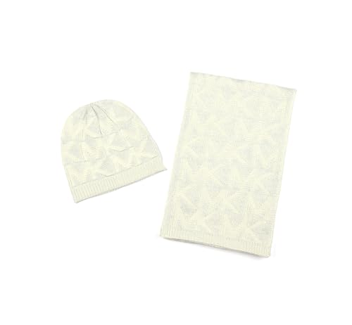 Michael Kors Womens Metallic Beanie & Scarf Set, Stylish & Warm Fashion Accessories for Cold Weather