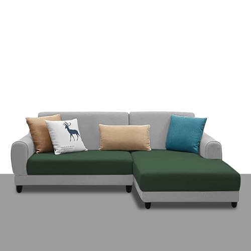 Image of Kraven RHS 4 Seater L Shape Sofa Set for Living Room (Green Grey Fabric) Premium Fabric Sofa