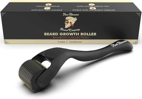 Red-Blooded Derma Roller Barba 0,5 mm – Rullo per Barba con 540 Micro-Aghi in Titanio | Microneedling Roller per Stimolare la Crescita della Barba e dei Capelli Uomo