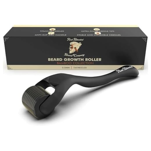Red-Blooded roller för ökad skäggväxt, 540 0,5 mm titannålar, Derma-roller för män, mattsvart skäggroller, stimulerar skägg och hårväxt, roller med mikronålar