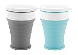 XXIN Faltbare Silikonbecher 350 ml Faltbecher Tragbare Taschengröße Kaffeetasse Wiederverwendbare Tasse Erweiterbare Trinkbecher mit Deckel für Reisen Camping Wasser Tee 350 ml (2 Stück)