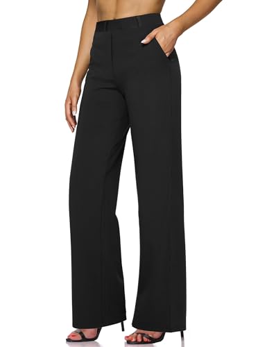 Narcissus Wide Leg Pants Trousers Pants for Women with Belt Loops Work Pants Women High Waisted Slacks for Office Wear