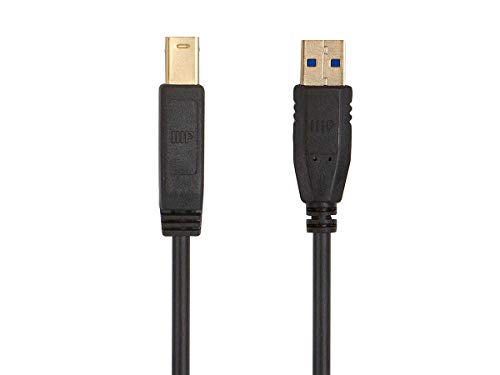 Monoprice USB 3.0 Type-A to Type-B Cable - 6 Feet - Black, Compatible with Monitor, Scanner, Hard Disk Drive, USB Hub, Printers - Select Series