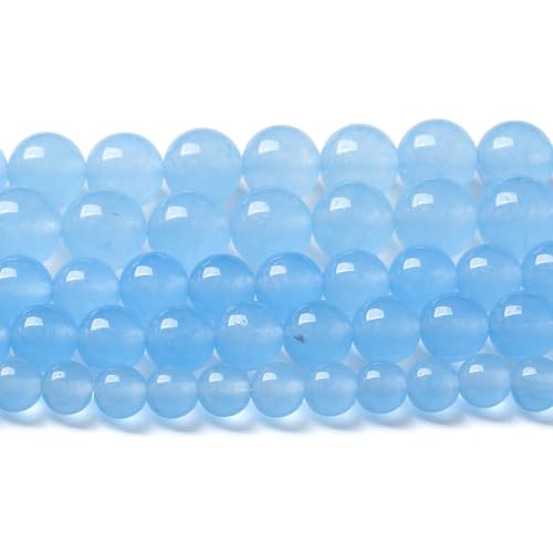 Blue Natural Chalcedony Aquamarines Stone Beads for Jewelry Making Round Jades Beads DIY Bracelet Accessories 6mm 61pcs