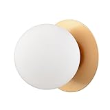 SHAWNKEY Gold Wall Sconce Modern Wall Light Mid Century Vanity Light 1 Light Brass Ceiling Light for Bathroom Bedroom Hallway Globe White Shade