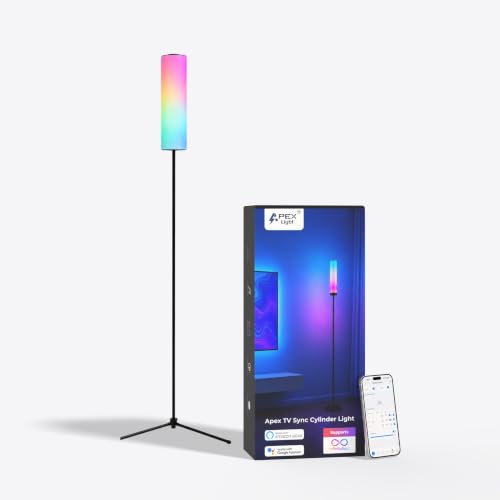 Image of Apex TV Sync Cylinder Lamp | Smart RGBIC Floor Lamp | Real-Time TV Color Sync | Mobile App Control | Music Sync Mode | Infinity Sync Compatible | 1-Year Warranty