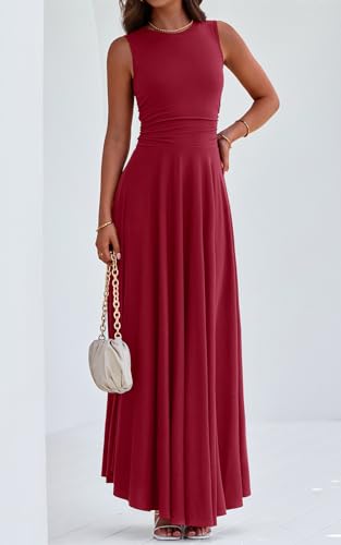 Image of PRETTYGARDEN Womens Summer Dresses 2026 Casual Sleeveless Crewneck Aline Maxi Dress Stretch Tank Flowy Long Dresses