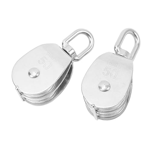 Heavy Du - Polea doble de acero inoxidable M50 - Cuerda de alambre de elevación industrial C de 400 kg para un manejo eficiente de la carga y rendimiento