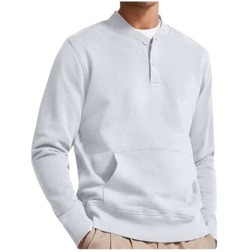 Men's Long Sleeves Sweatshirt with Pocket Lightweight Fashion Solid Color Plus Size Henley Shirts Pullover Tops