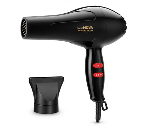 Image of Nova 6130 Hair Dryer 1800W Powerful Hot & Cold Air Blow Dryer for Women & Men | Lightweight Hair Dryer with Styling Nozzle for Home & Travel Use
