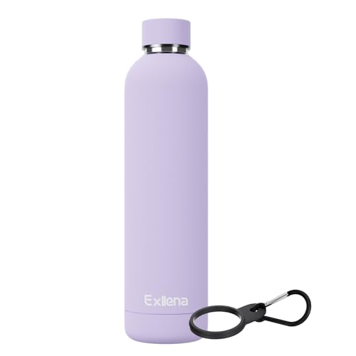 Exllena Insulated Water Bottles 1l with Clip, Double Wall Vacuum Drinks Bottle Keeps Drinks Cold 24 Hrs/Hot 12 Hrs, Stainless Steel Water Bottle BPA Free (Purple) Exllena Insulated Water Bottles 1l with Clip, Double Wall Vacuum Drinks Bottle Keeps Drinks Cold 24 Hrs/Hot 12 Hrs, Stainless Steel Water Bottle BPA Free (Purple)