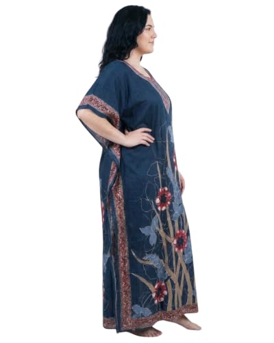 Image of Oussum Women Kaftan Plus Size Polyester Summer Lightweight Caftan Swimsuit Cover Ups Maxi African Mumu Lounge House Dress