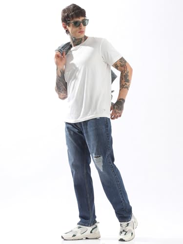 Image of High Star Men Washed Straight Fit Mid-Rise Jeans 77