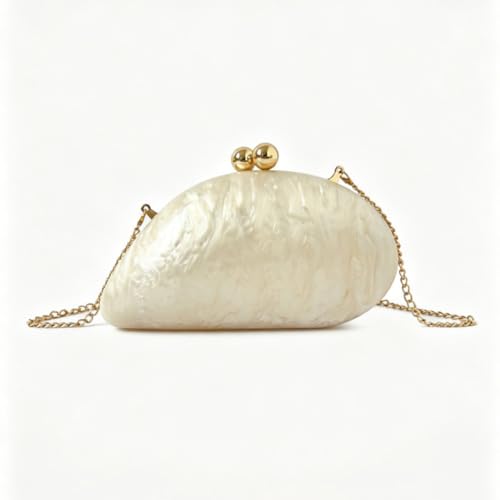 Image of Acrylic Shell Shaped Bag Luxury Marble Clutch Evening Purses for Women Glitter Handbag for Wedding Cocktail Party Prom