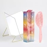 Realme V0 Non-Reversing True Reflection Desk Mirror & Ergonomic Hair Brush Bundle(Pink) - Daily Beauty Care Set