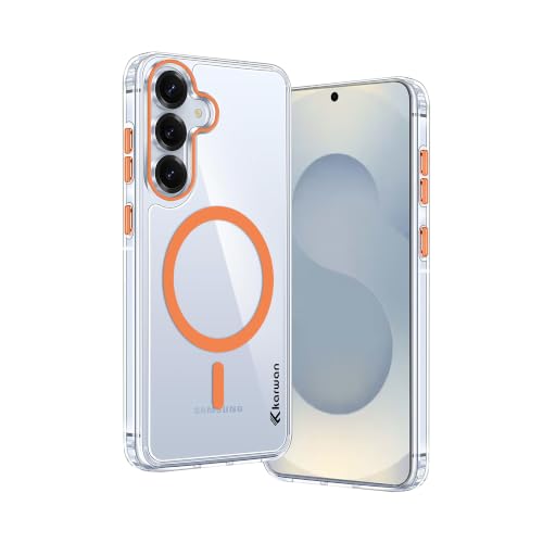 Image of KARWAN Crystal Clear Transparent Back Cover Case with Camera Protection,Compatible with Samsung S25, Anti Yellow Clear Shockproof Scratch Resistant Case with Magnetic MagEaze Wireless Charging