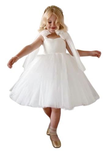 Flower Girl Dress for Wedding Toddler Kids Party Birthday Princess Tulle Pageant Dress Sleeveless with Tie Bowknot