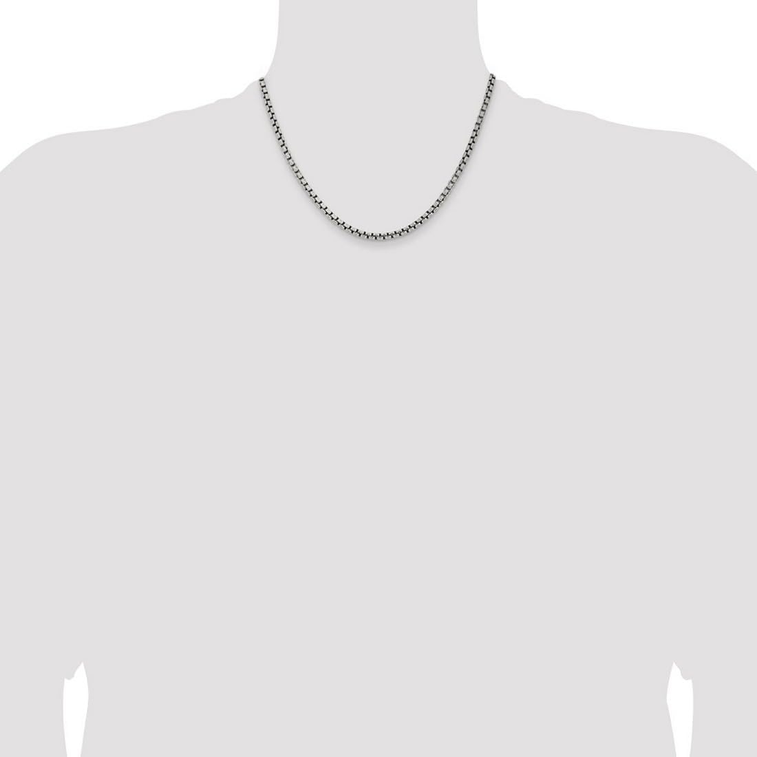 JewelryWeb 925 Sterling Silver Oxidized Round Box Chain Necklace Chain-Necklace for Women and Men in Choice of Lengths - Image 5