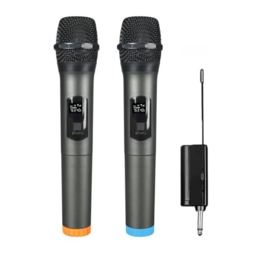 Microfones Sem Fio Duplo UHF, Microfone Karaoke, Microfone Dinamico, Microfone de Mão Profissional para Festas, Eventos, Aulas, Palestras, Igreja, Desempenho, Entretenimento Familiar Premium