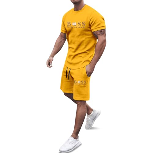 RUMAOZIA Traje de verano para hombre, 2 piezas, chándal para hombre, conjunto con estampado moderno, divertido traje hawaiano, traje de entrenamiento Y2k Streetwear Chándal corto gimnasio Fitness