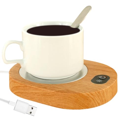 Chauffe-tasse pour café – Chauffage électrique à température constante de 55 à 65 °C | Chauffe-boisson en grain de bois rechargeable par USB pour la...