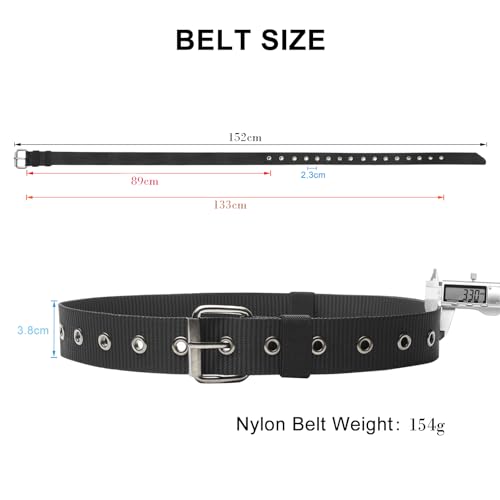 2 pack Nylon Men's belt for Women and Men 1.5inch With Metal Buckle Outdoor Belt,Thick and Durable 150CM/59IN Long, Normal2
