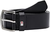 Tommy Hilfiger Cinturón Hombre New Denton Belt 4.0 Cinturón de piel, Negro (Black), 100 cm