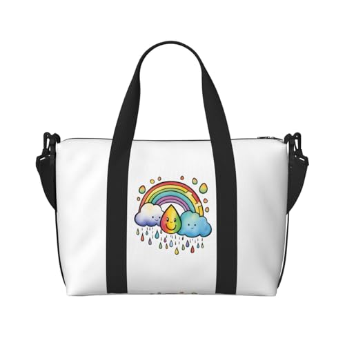 Sac de voyage à main Rainbow Clouds fourre-tout mixte léger pour le quotidien et weekend