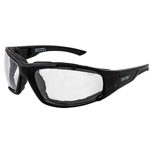 Epoch Eyewear Foam Padded Motorcycle Riding Sunglasses Z87.1 Black Frame w/Photochromic Clear to Smoke Lens