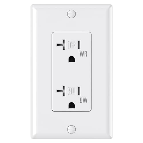 AIDA 20A Weather Resistant Tamper Resistant Decorator Outlet with Wall Plate, NEMA 5-20R Residential Receptacle, Ready-to-Install Outdoor Upgrade Kit, UL Listed, White, 1 Pack