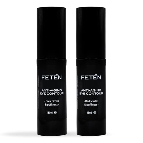 FETĒN Contorno de Ojos Hombre, Antiojeras y Bolsas con Vitamina C, Crema Antiedad Despigmentante para Ojeras, Sérum Hidratante Antiarrugas, Tratamiento para Ojeras, Bolsas y Párpados Caídos (2 ud.)