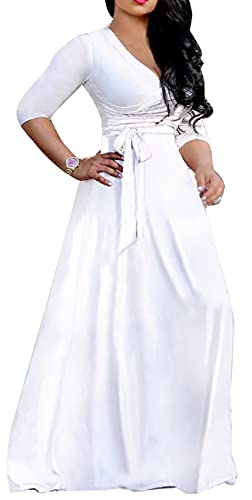 Image of LightlyKiss Plus-Size Maxi Dresses for Women African Summer 3 /4 Sleeves Beach Sundress with Pockets