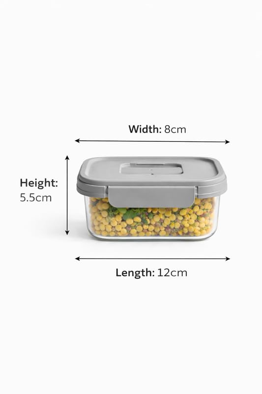 Image of LocknLock 230 ml Airtight Food Storage Container (Pack of 3) | BPA Free Mini Plastic Boxes | Leakproof 4 Side Lock | Small Snack & Dry Fruit Storage Containers | Transparent /Grey
