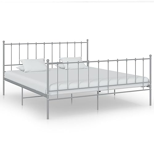 Vetnasa Estructura de Cama sin colchón Metal Gris 180x200 cm Mobiliario, Camas y Accesorios, Camas y somieres Gris 22 KG