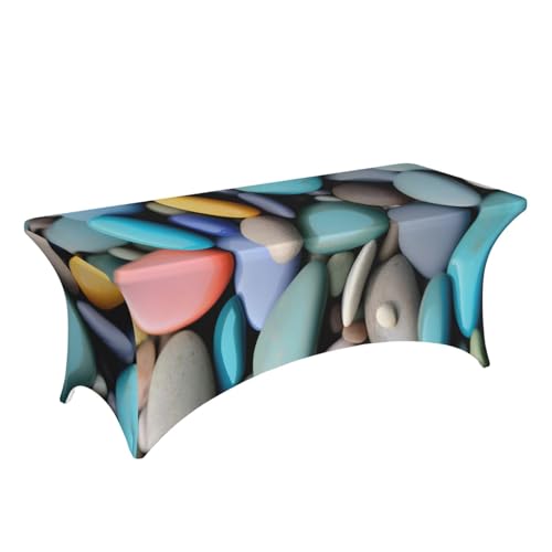 Housse de table élastique rectangulaire extensible nappe de protection galets