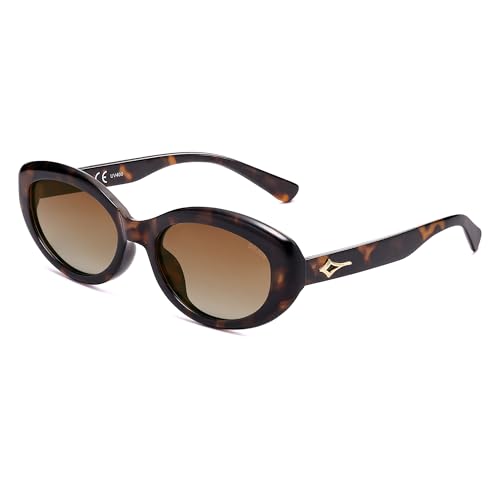 SOJOS Trendy Oval Polarized Sunglasses for Women Retro Small Cat