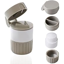 4 in 1 Pill Cutter, Crusher, Storage Container & Water Cup - Splitter Vitamins or Tablets to Powder Daily Supplies, 1 Pcs