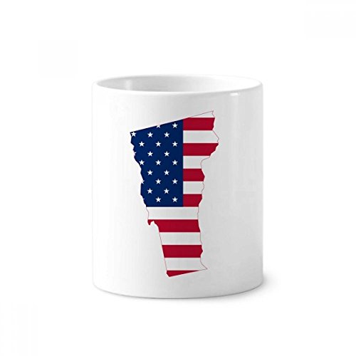 Mug blanc Vermont USA en céramique 350 ml porte-stylo et brosse à dents