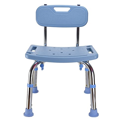 LXBH Duschstuhl Mit Rückenlehne - Höhenverstellbarer Duschstuhl Duschhocker - Badhocker Für Die Dusche - Badstuhl Senioren - Anti-Rutsch Badsitz - Werkzeugfreie Montage Blue Cover