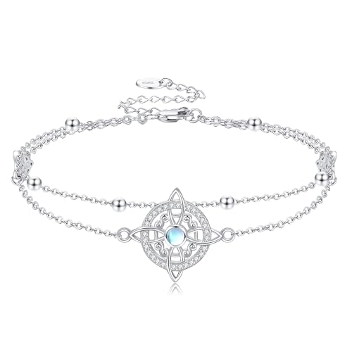 Witches Knot Bracelet S925 Sterling Silver Witches Knot Celtic Moonstone Bracelet Nudo De Bruja Plata 925 Original Witchy Irish Jewelry for Women