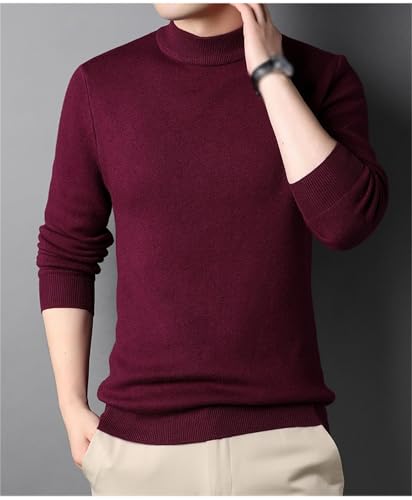 Men's Solid Color Half Turtleneck Sweater, Slim Fit Pullover Sweater Long Sleeve Casual Knit Pullover3