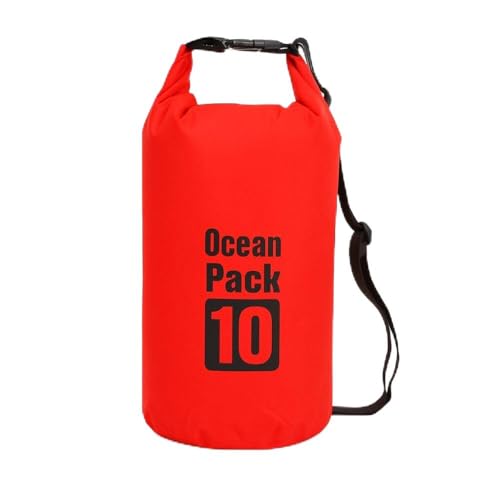 Bolsa Estanque Impermeável 10L Ocean Pack Ideal para Pesca, Praia, Trilha, Camping, Caiaque e Viagens Seguras (Vermelho)